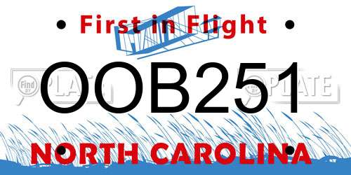 OOB251 North Carolina License Plate