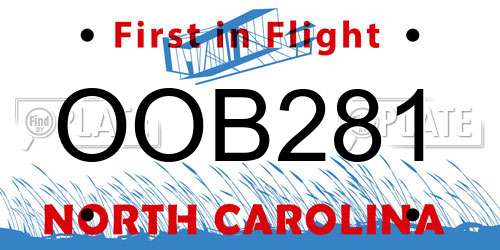 OOB281 North Carolina License Plate