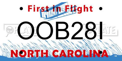 OOB28I North Carolina License Plate