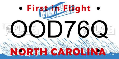 OOD76Q North Carolina License Plate