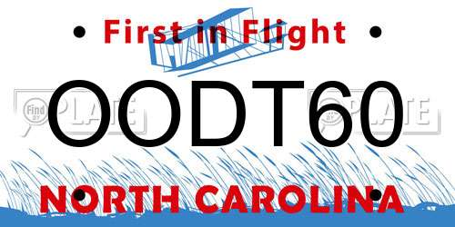 OODT60 North Carolina License Plate