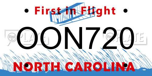 OON720 North Carolina License Plate