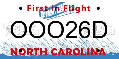 OOO26D North Carolina License Plate