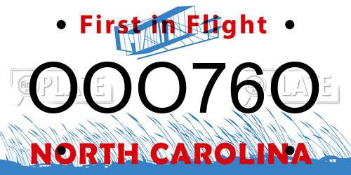 OOO76O North Carolina License Plate