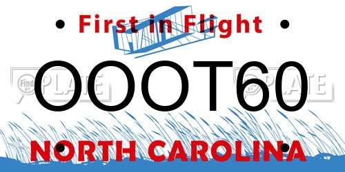 OOOT60 North Carolina License Plate