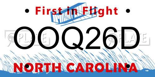 OOQ26D North Carolina License Plate