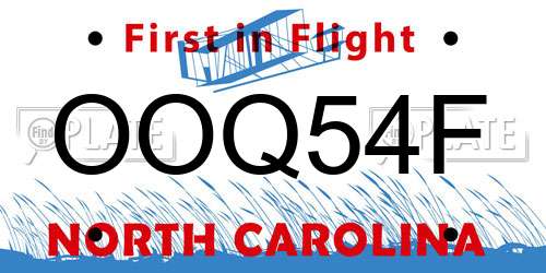 OOQ54F North Carolina License Plate