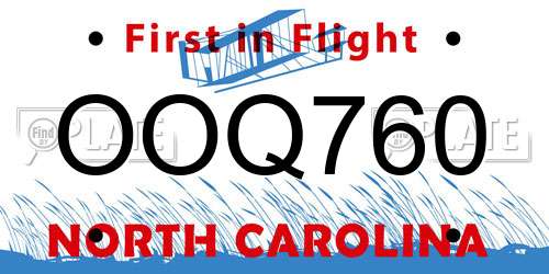 OOQ760 North Carolina License Plate