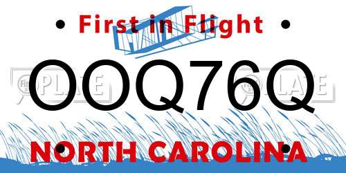 OOQ76Q North Carolina License Plate