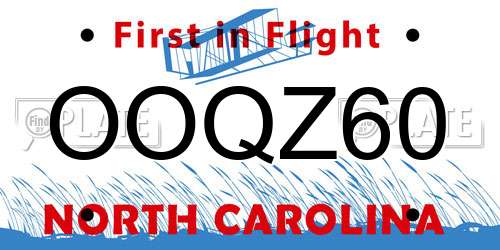 OOQZ60 North Carolina License Plate