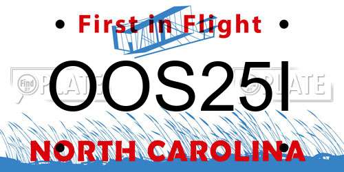 OOS25I North Carolina License Plate
