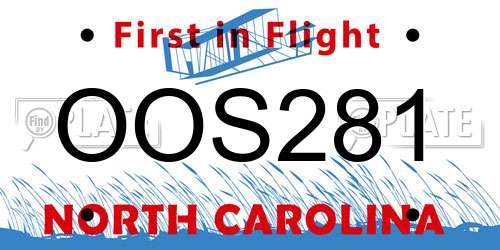 OOS281 North Carolina License Plate