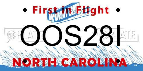 OOS28I North Carolina License Plate
