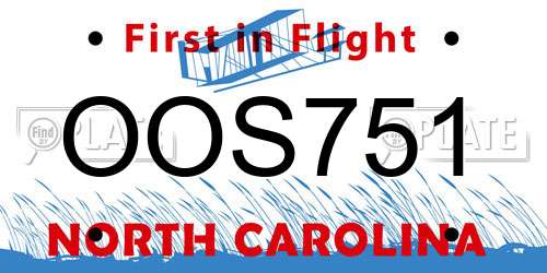OOS751 North Carolina License Plate