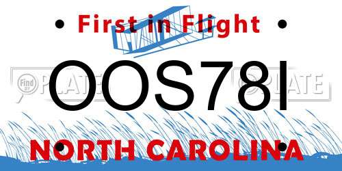 OOS78I North Carolina License Plate