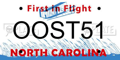 OOST51 North Carolina License Plate