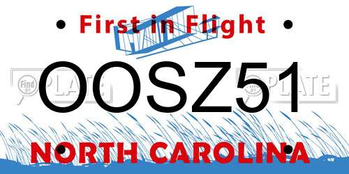 OOSZ51 North Carolina License Plate