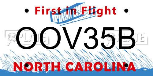 OOV35B North Carolina License Plate