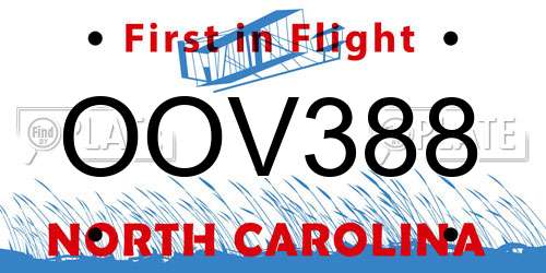 OOV388 North Carolina License Plate