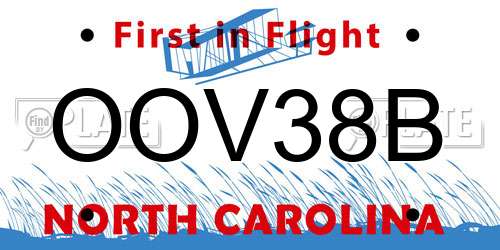 OOV38B North Carolina License Plate