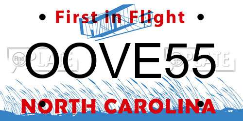 OOVE55 North Carolina License Plate