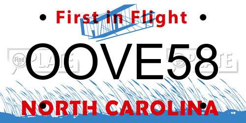 OOVE58 North Carolina License Plate