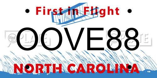 OOVE88 North Carolina License Plate