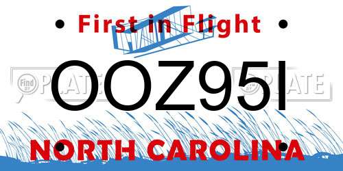 OOZ95I North Carolina License Plate