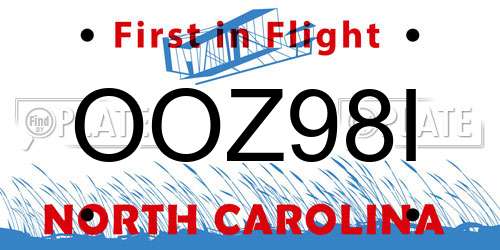 OOZ98I North Carolina License Plate