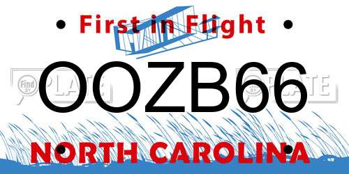 OOZB66 North Carolina License Plate