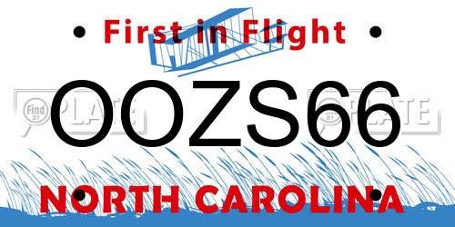 OOZS66 North Carolina License Plate