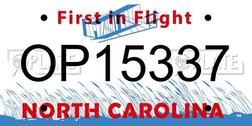 OP15337 North Carolina License Plate