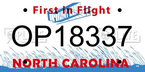 OP18337 North Carolina License Plate