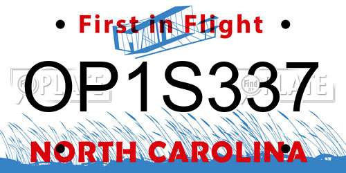OP1S337 North Carolina License Plate