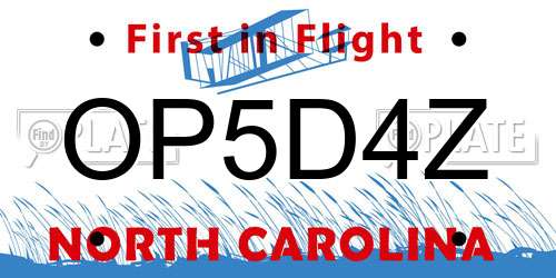 OP5D4Z North Carolina License Plate