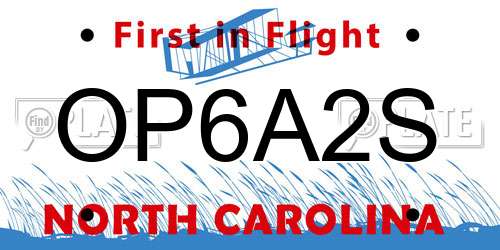 OP6A2S North Carolina License Plate