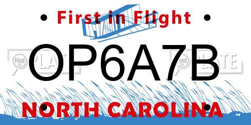 OP6A7B North Carolina License Plate