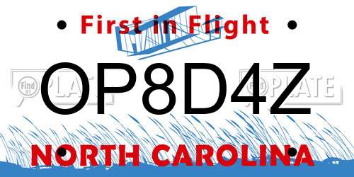 OP8D4Z North Carolina License Plate