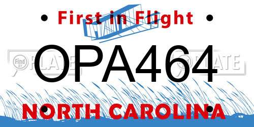 OPA464 North Carolina License Plate