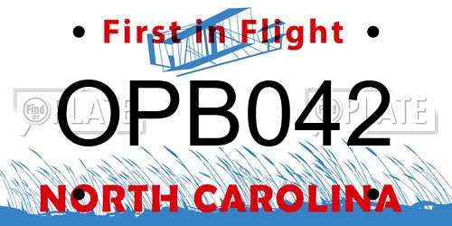 OPB042 North Carolina License Plate