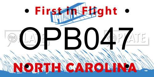 OPB047 North Carolina License Plate