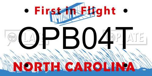 OPB04T North Carolina License Plate