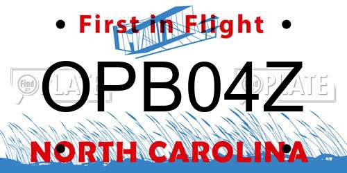 OPB04Z North Carolina License Plate