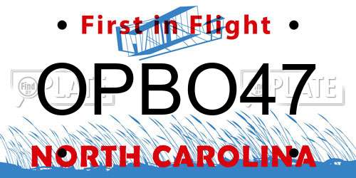 OPBO47 North Carolina License Plate
