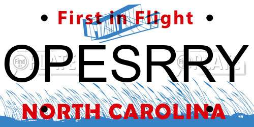 OPESRRY North Carolina License Plate