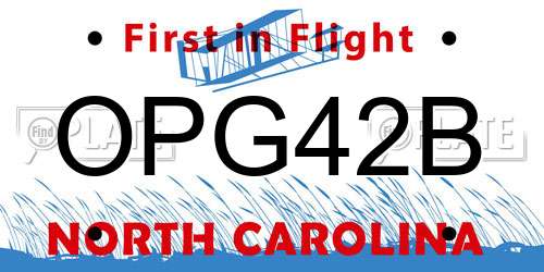 OPG42B North Carolina License Plate