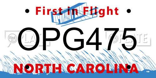 OPG475 North Carolina License Plate