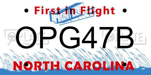 OPG47B North Carolina License Plate