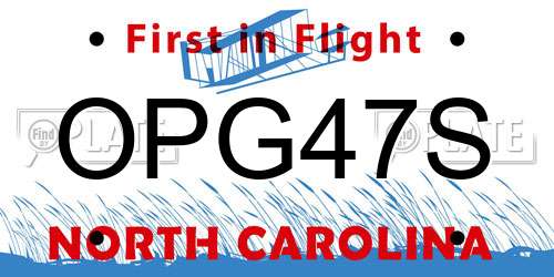 OPG47S North Carolina License Plate