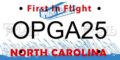 OPGA25 North Carolina License Plate